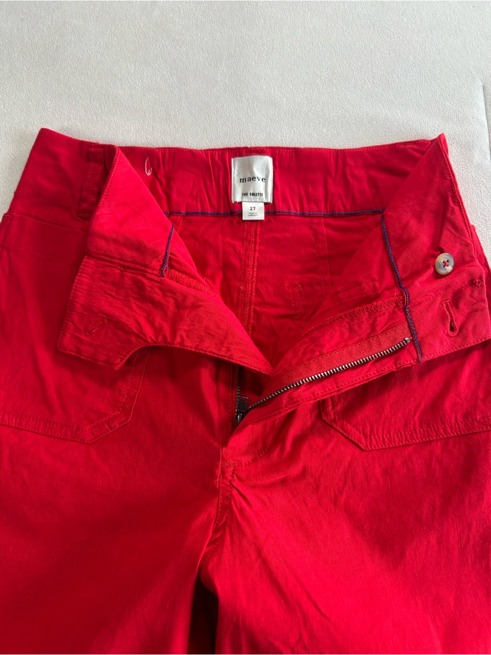 Maeve The Colette High-Rise Wide-Leg Cropped Pants Red Women’s Size 27 - Picture 7 of 16
